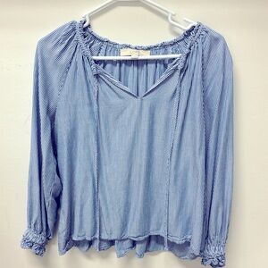 Loft blue white striped blouse